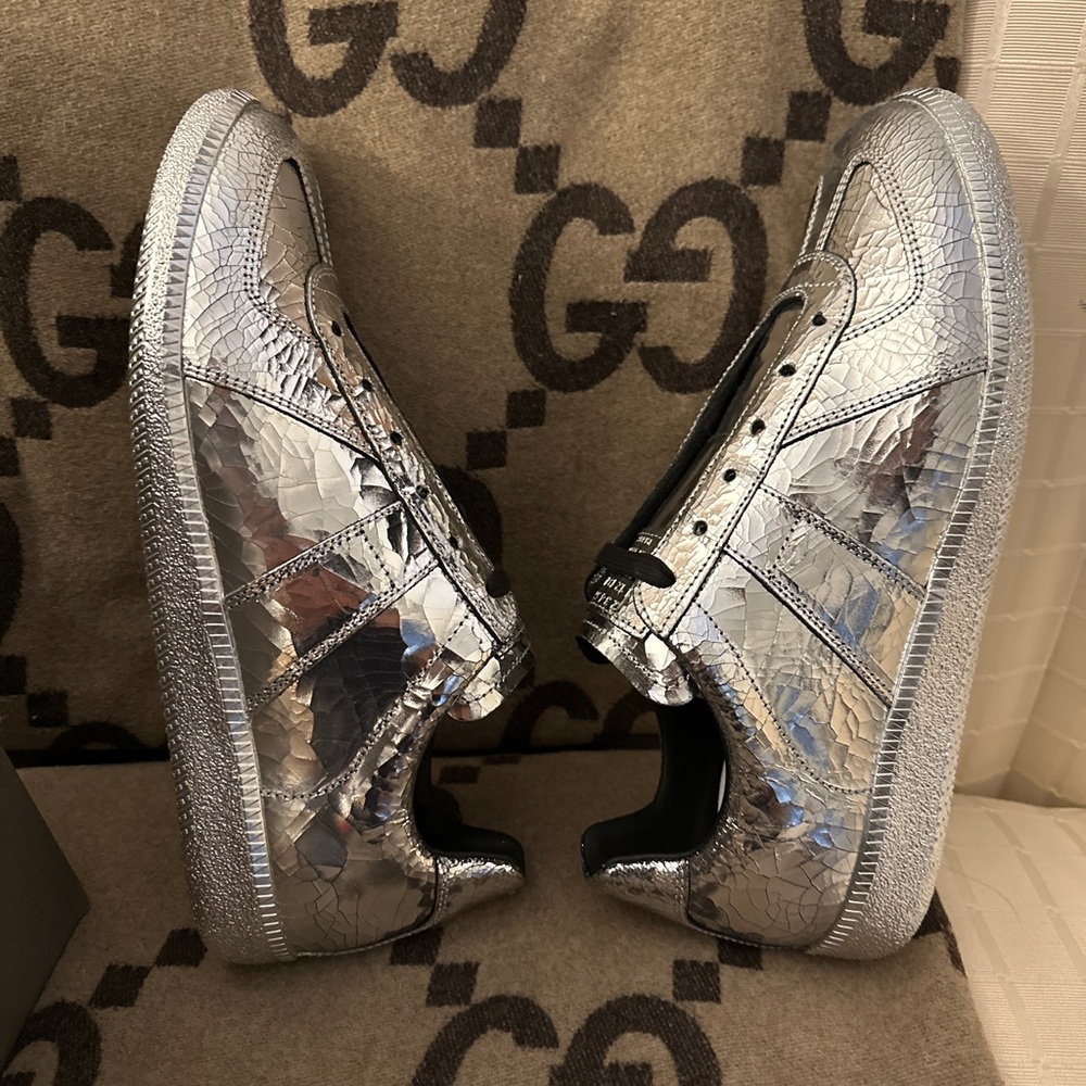 Maison Martin Marginal Replica Sneakers in Lamé Silver SZ 42 (9M)